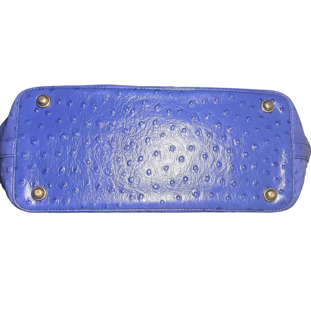 Brahmin Norah Hobo Blue Ostrich Embossed Leather Crossbody Bag Gold Hardware - Picture 5 of 16